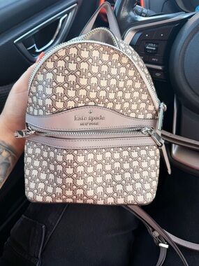 kate spade Cream & Brown Monogram Mini Backpack